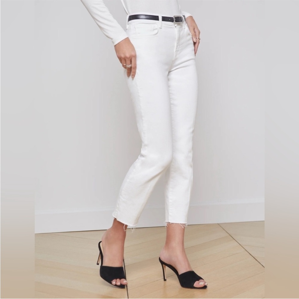 L'AGENCE Sada Slim-Leg Cropped Blanc Jean Sz 30